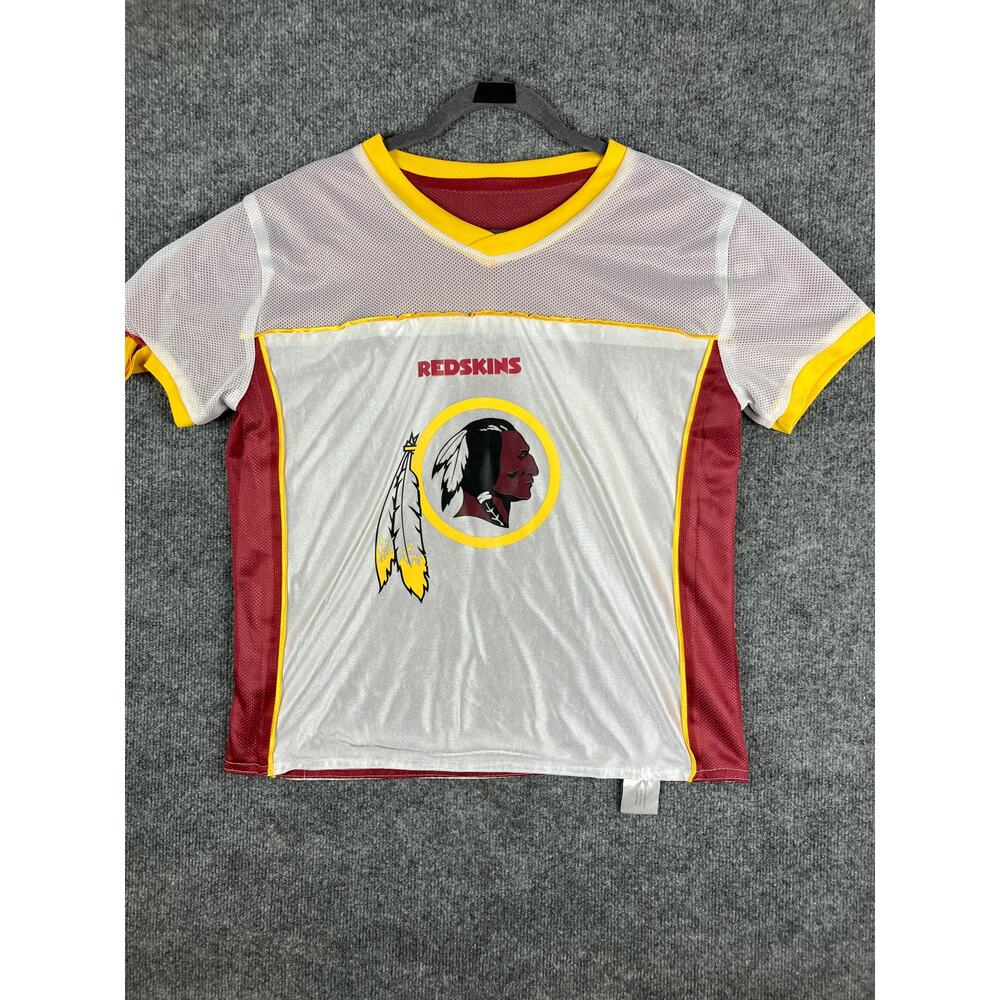 NFL Washington Jersey Mens Size M White Red Yellow Mesh V-Neck Team Fan Apparel‎